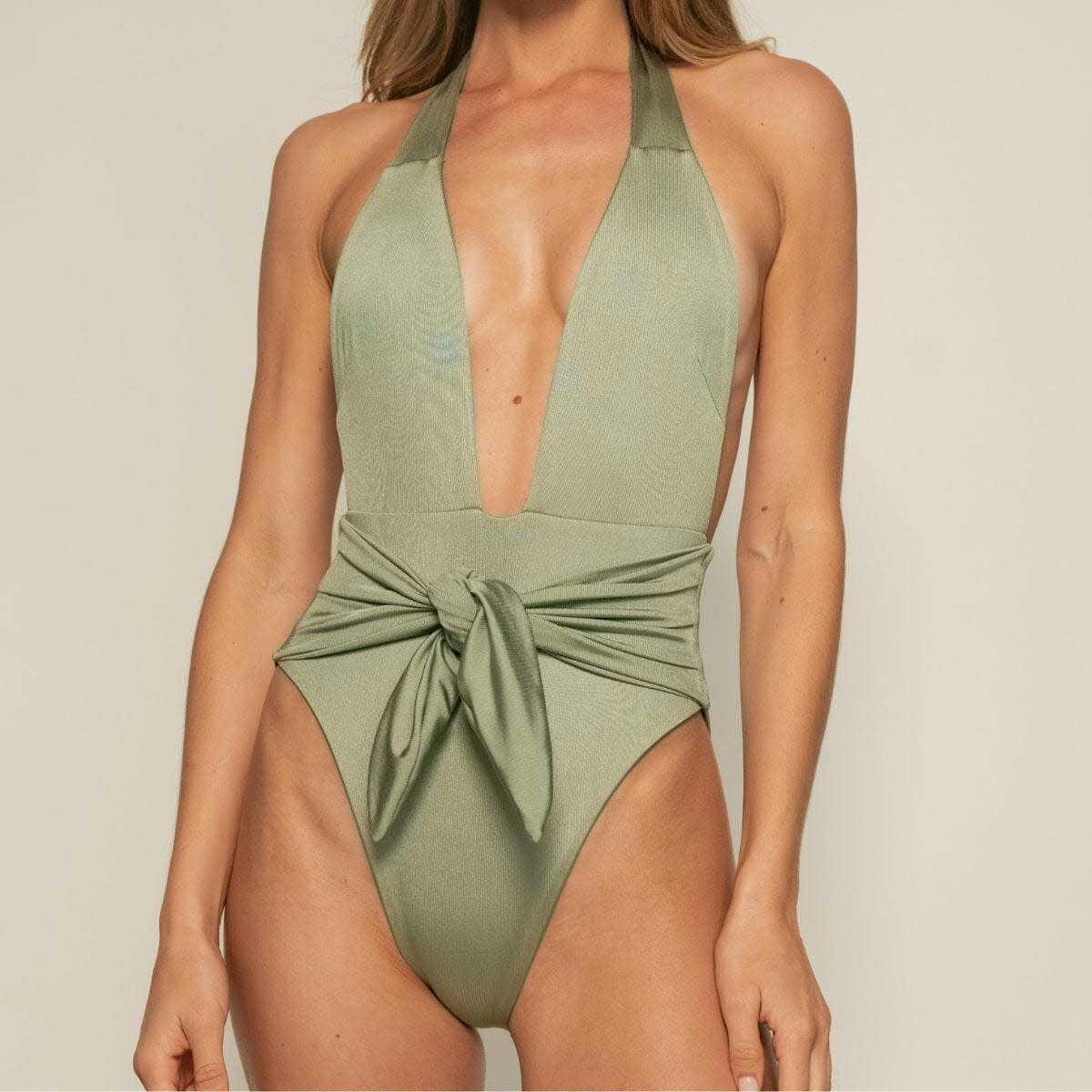 Women's Rib Tropez Tie-Up One-Piece Swimsuit