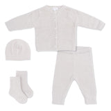 Chenille - Natural Button Down Cardigan 4 Piece Set