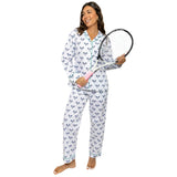 Women's Tennis Navy Long PJ Set - Organic Cotton Poplin
