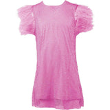 Crystal Feather Trim Sleeve Shimmer Sequin Dress