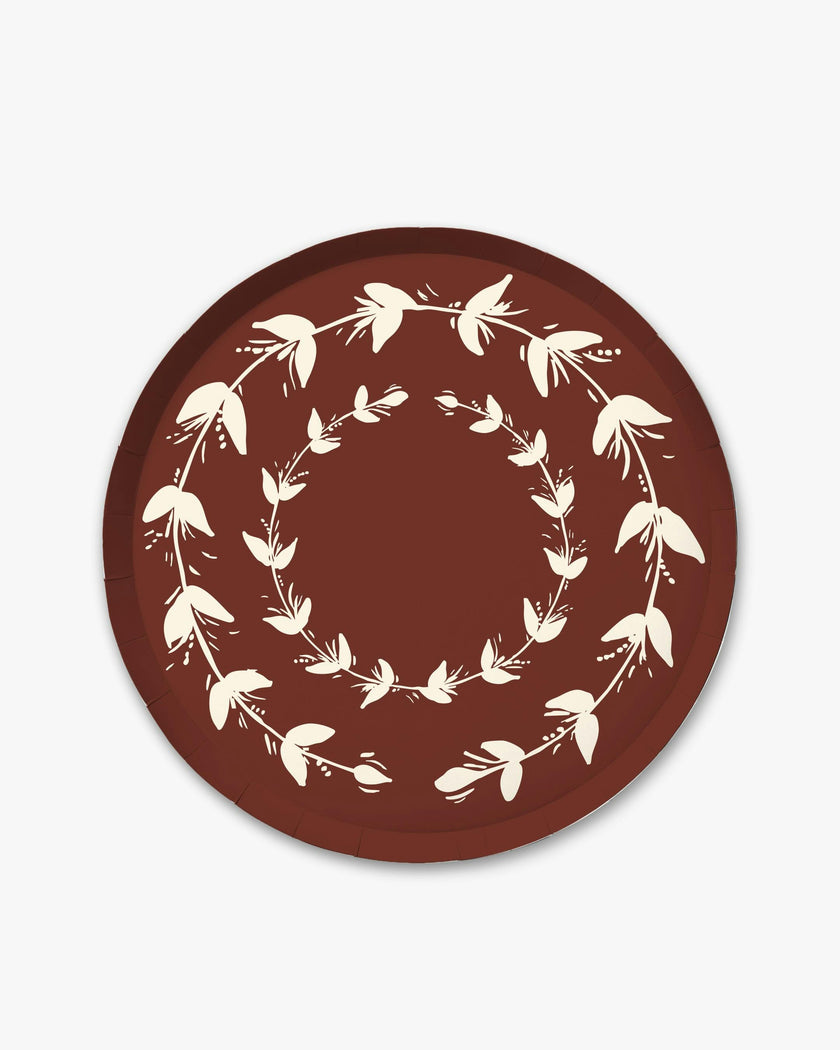 Verde Vines Dinner Plate Set in Mahogany/ Ivory