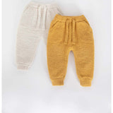 Fuzzy Drawstring Waist Ribbed Cuff Joggers