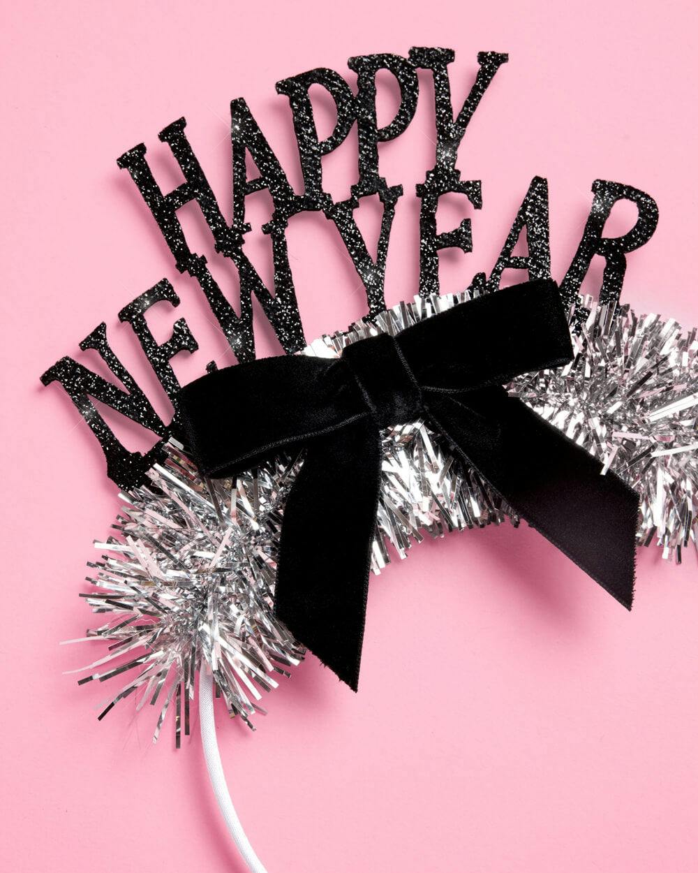 Happy New Year Bow Headband - glitter headband