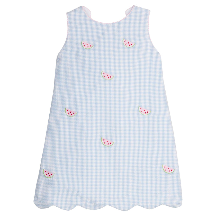 Embroidered Bow Back Dress - Watermelon