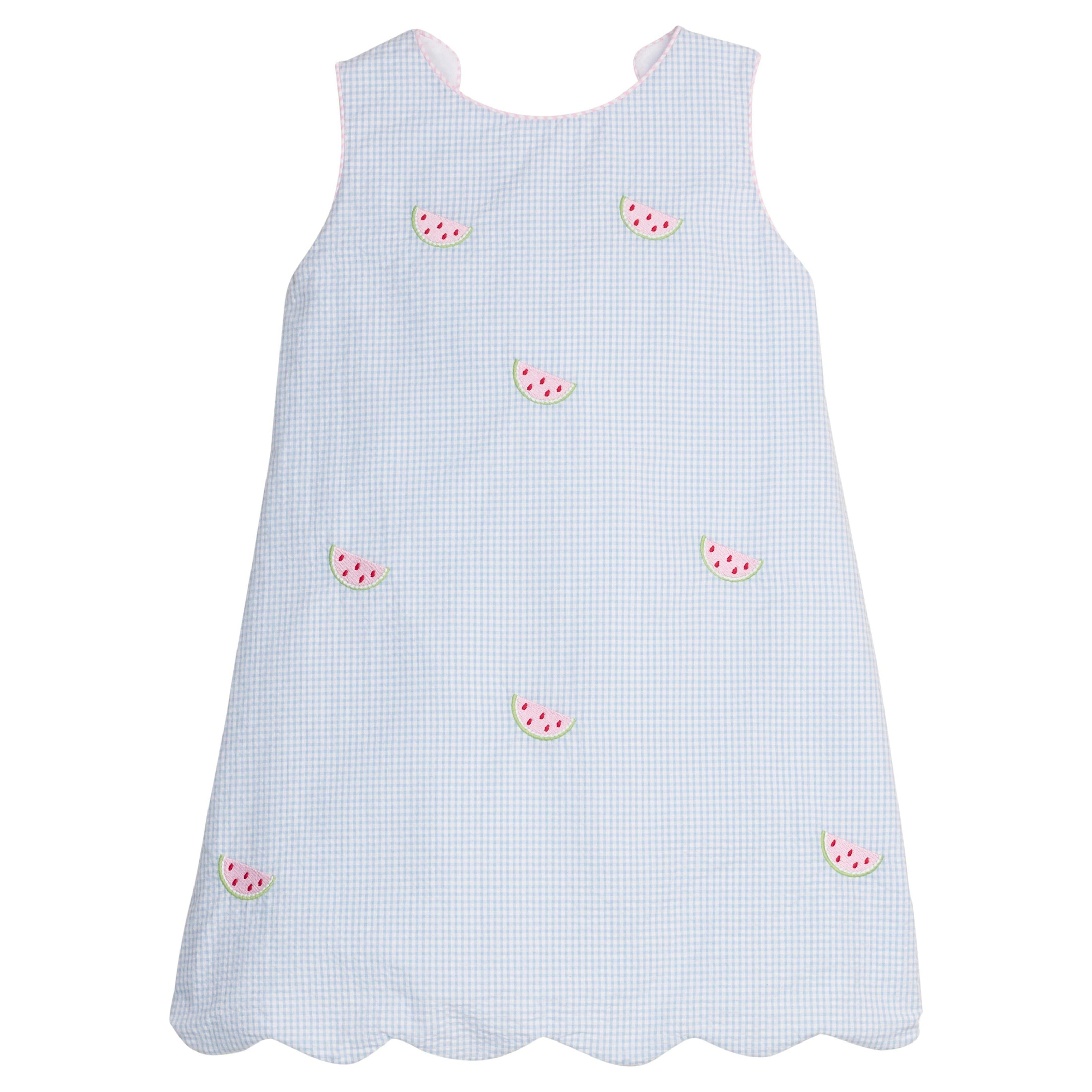 Embroidered Bow Back Dress - Watermelon