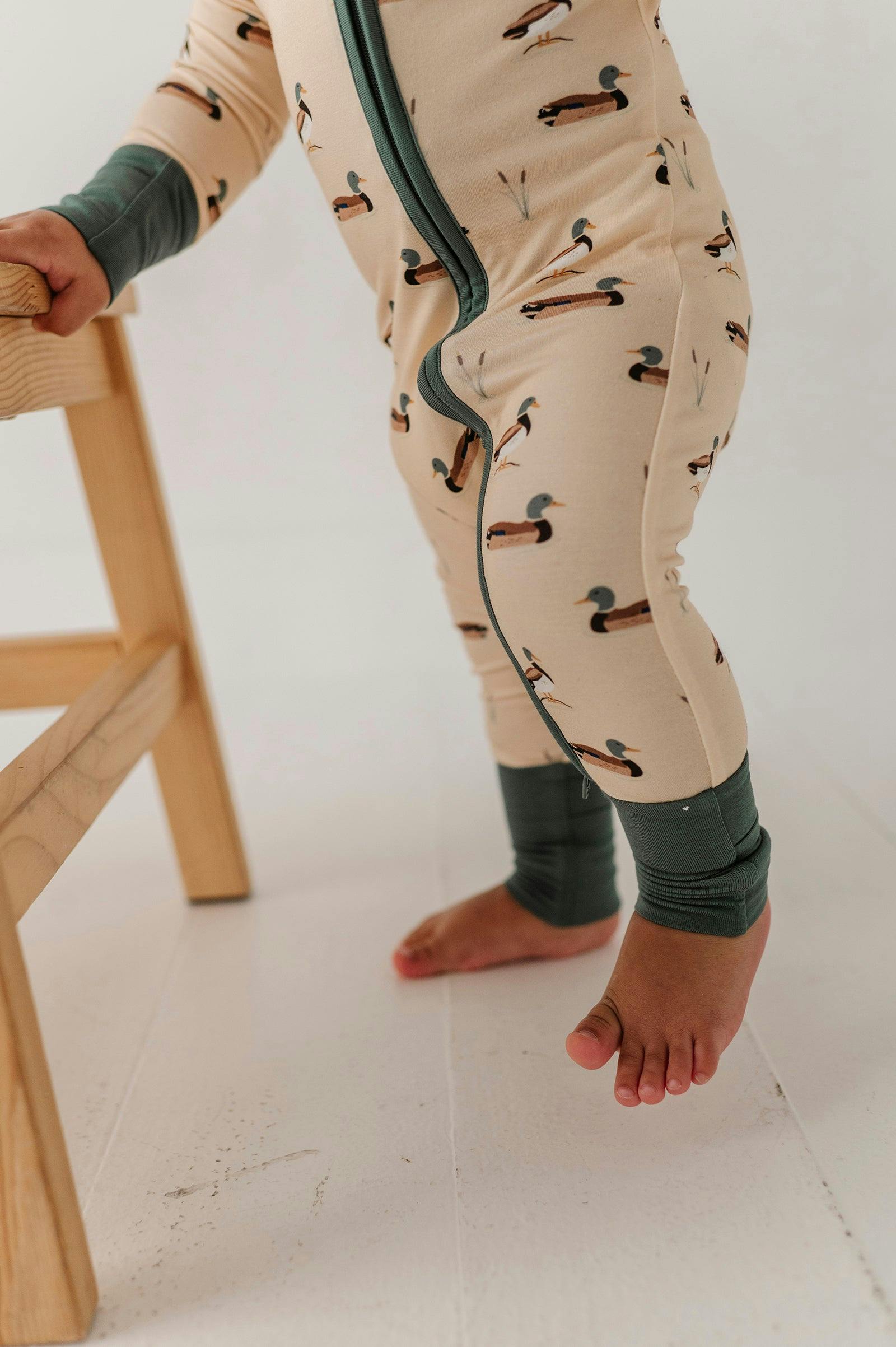 Baby Boy Long Sleeve Zip Romper in Mallard Ducks