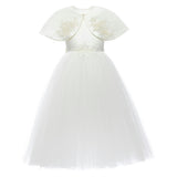 White Hermione Embroidered Cape Dress
