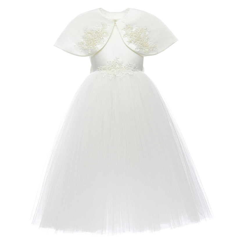 White Hermione Embroidered Cape Dress