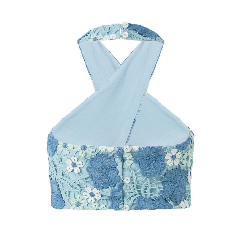 Jade Embroidered Halter Neck Top
