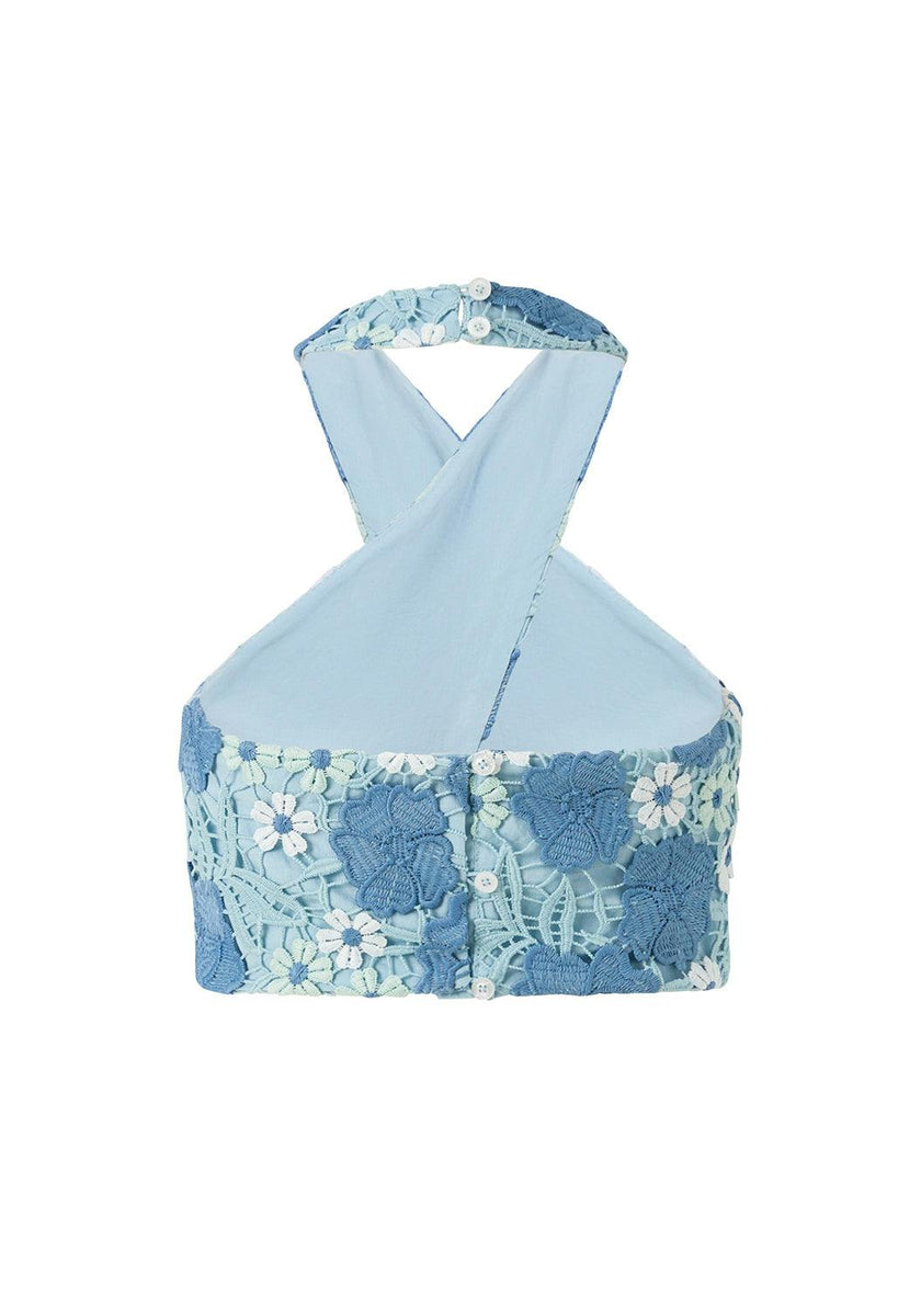 Jade Embroidered Halter Neck Top