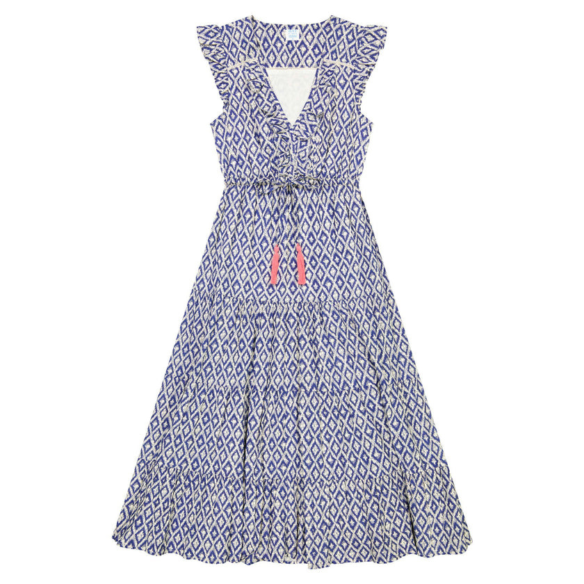 Giselle women's maxi dress navy ikat,