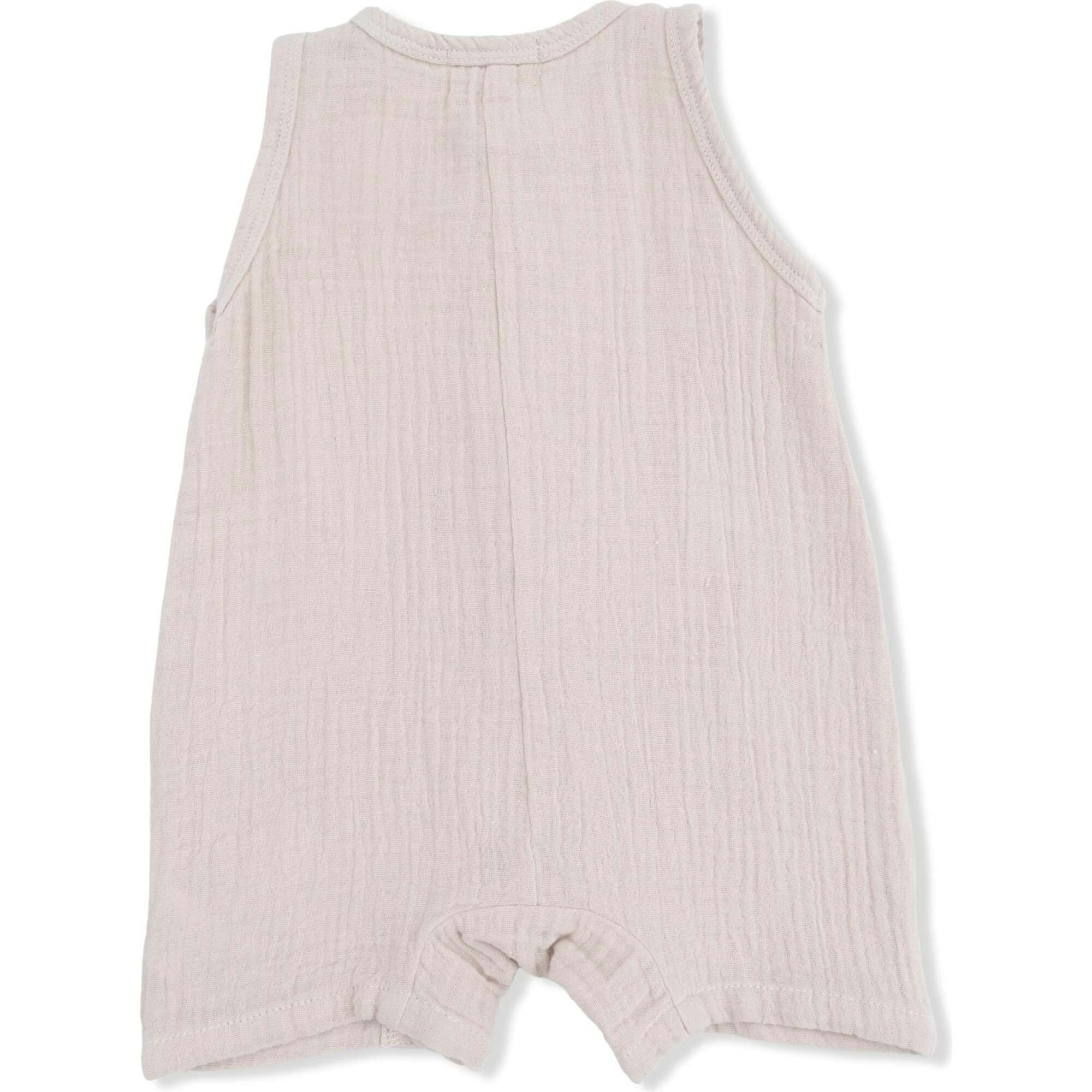 Solid Muslin French Oak - Sleeveless Shortie Romper
