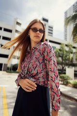 FLORAL SILKY BLOUSE