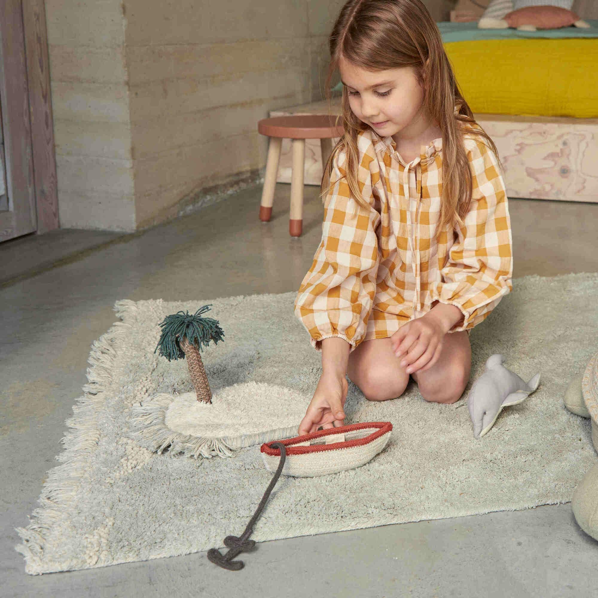 Waves Washable Rectangle Play Rug