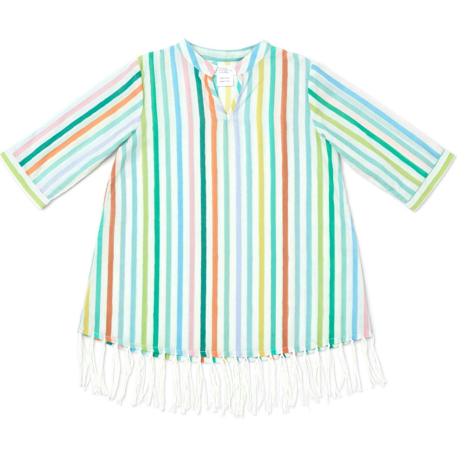Hand Fringe Print Long Sleeve Cover-Up