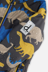 Light Weight Two Piece Chill Snowsuit Grey And Blue Dinosaur Print