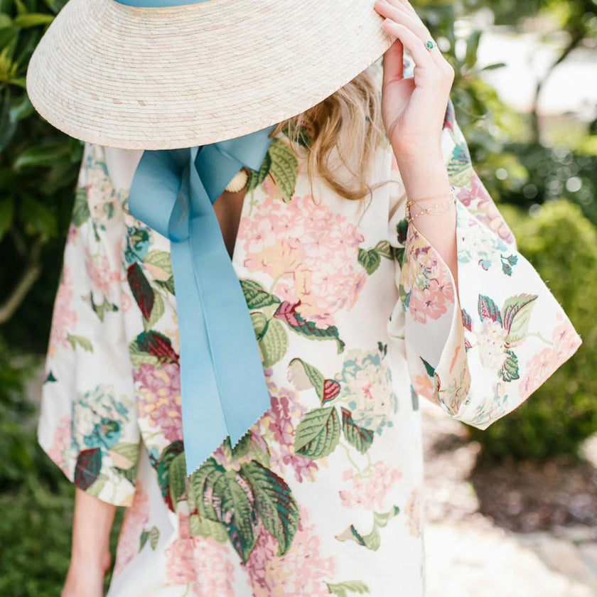 Mommy & Me Sun Hat Set - Wildflower & Palmetto - French Blue Grosgrain Ribbon