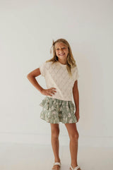 Girls Open Weave Sweater in Cream