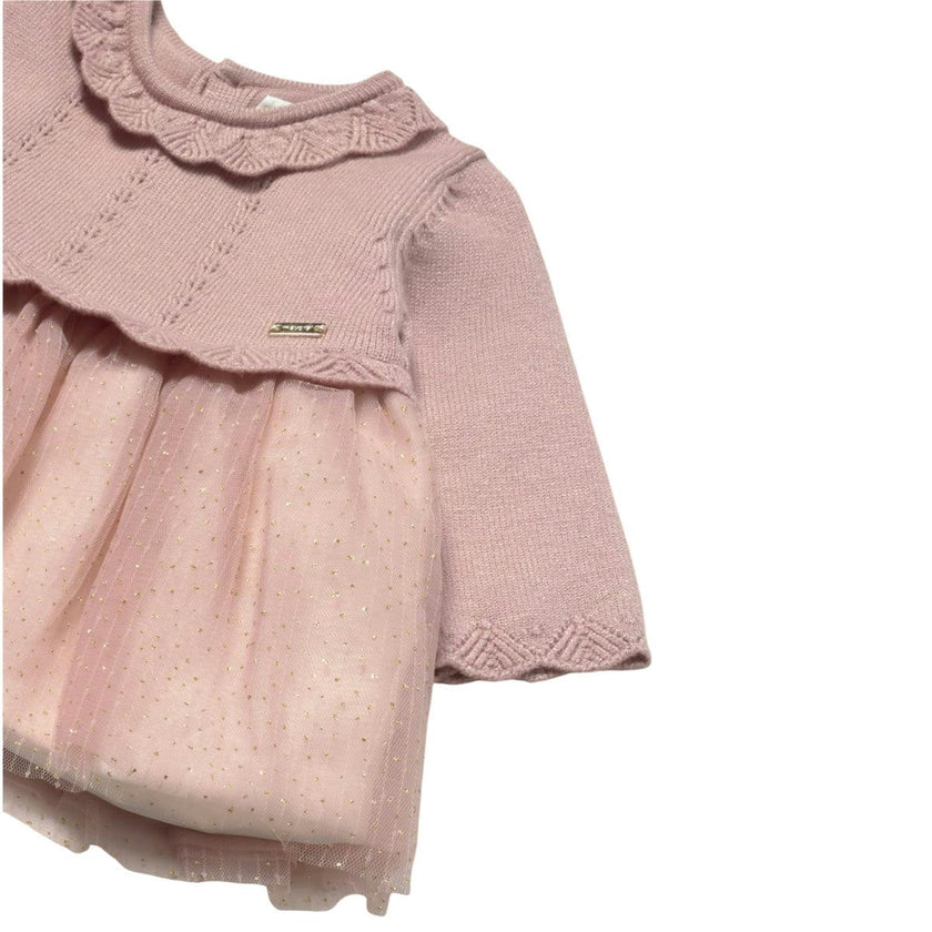 Newborn Girl Tulle and Knit Dress