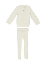 Tiny Tiles Knit Crew Neck Henley Sweater & Pant 2-Piece Set