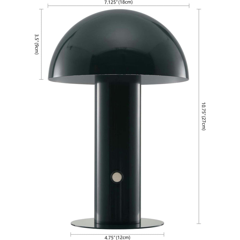 Boletus 10.75" Contemporary Bohemian Rechargeable/Cordless Iron Integrated LED Mushroom Table Lamp