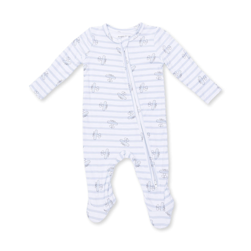 Airplane Stripe - 2 Way Zipper Footie