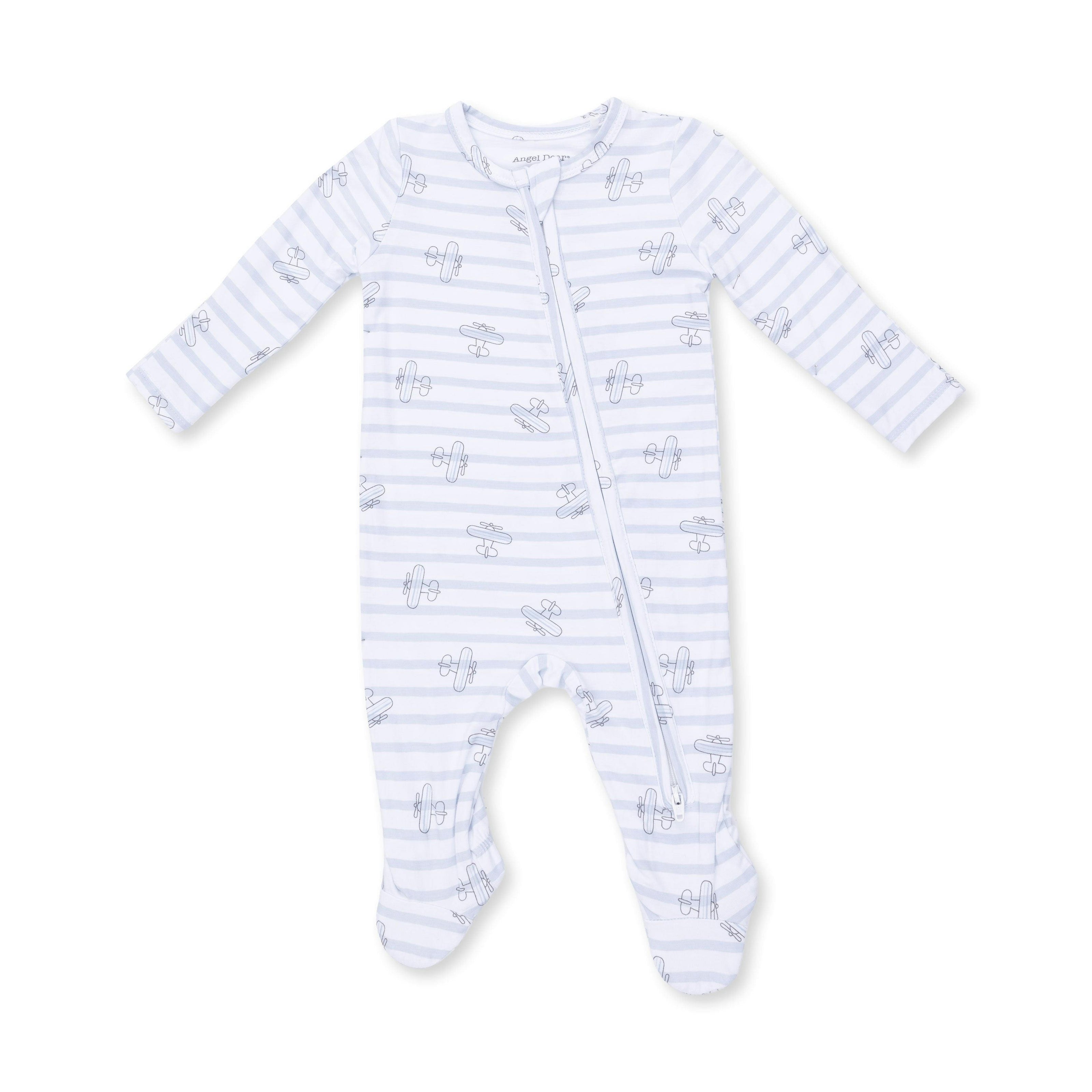 Airplane Stripe - 2 Way Zipper Footie