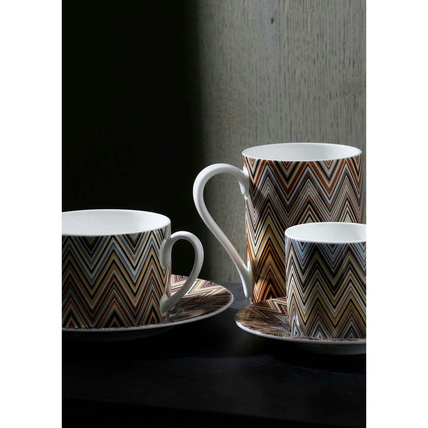 Coffee Cup & Saucer Zig Zag Set of 2 In Luxury Box Jarris 148 Diam. 2.3"