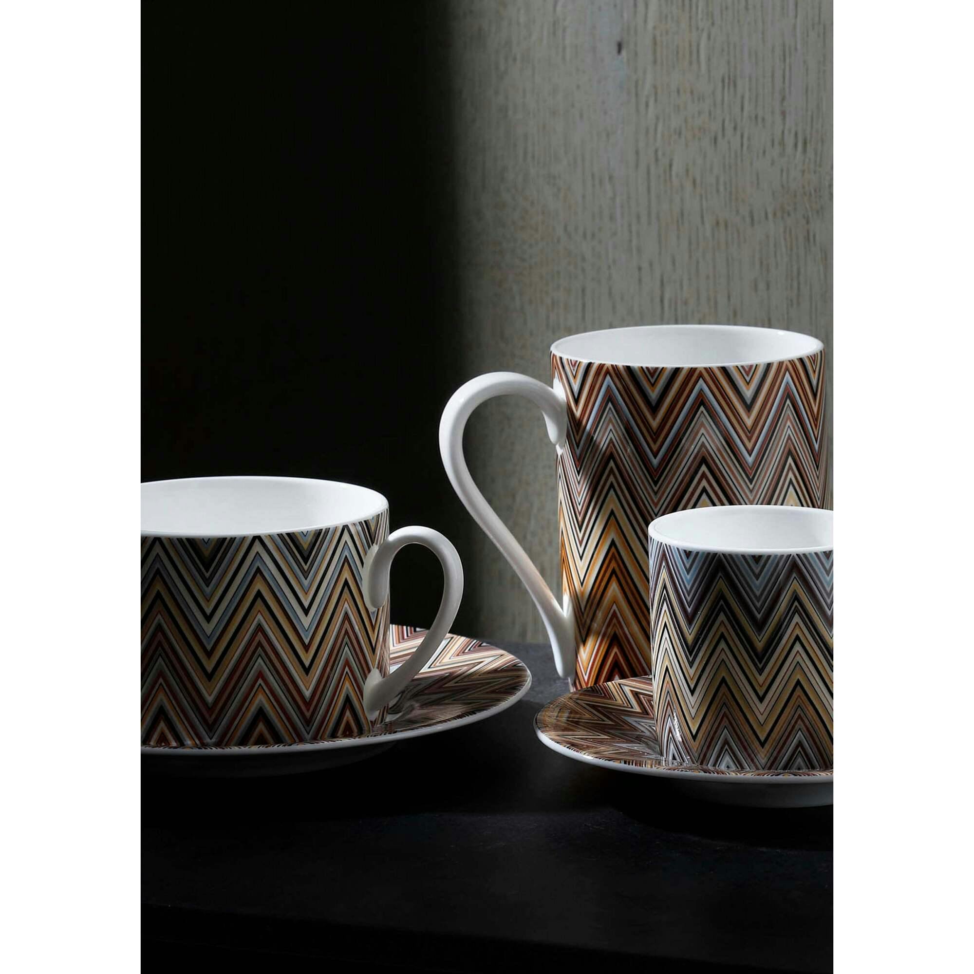 Tea Cup & Saucer Zig Zag Set of 2 In Luxury Box Jarris 148 Diam. 3.3