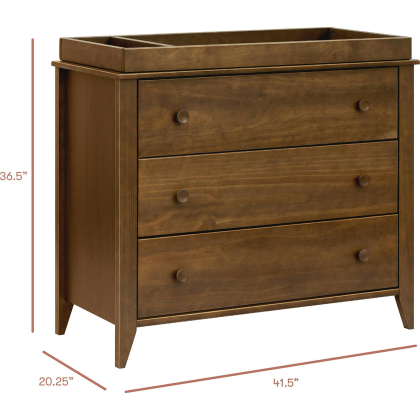Sprout 3-Drawer Changer Dresser with Removable Changing Tray in Natural Walnut