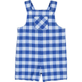 Plaid Seersucker Shortall With Front Pocket