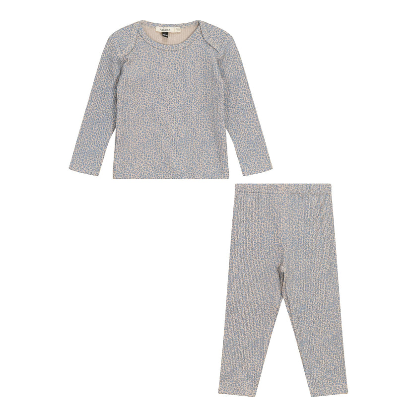 Leopard Print 2Pc Set Beige/Blue