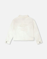 White Denim Jacket With Embroidery