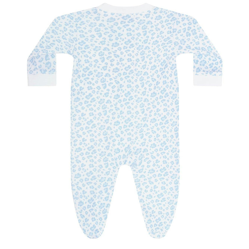 Blue Cheetah Print Zipper Footie