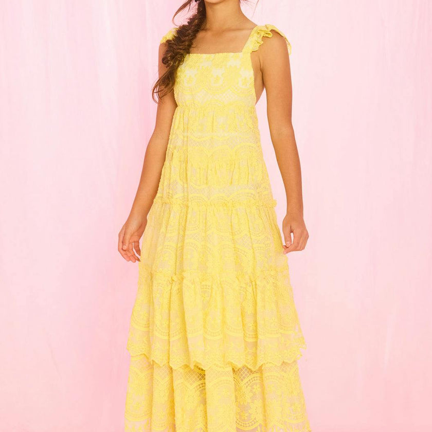 Kaia Lace Embroidered Maxi Dress