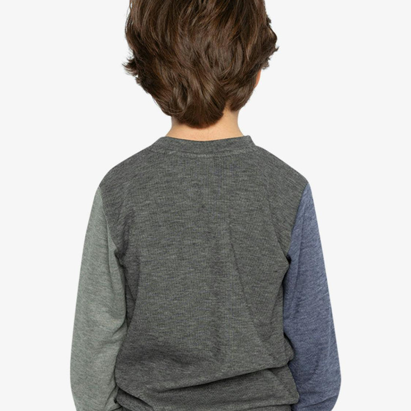 Colorblock Brushed Jersey Top with Chest Pocket Grey Brown