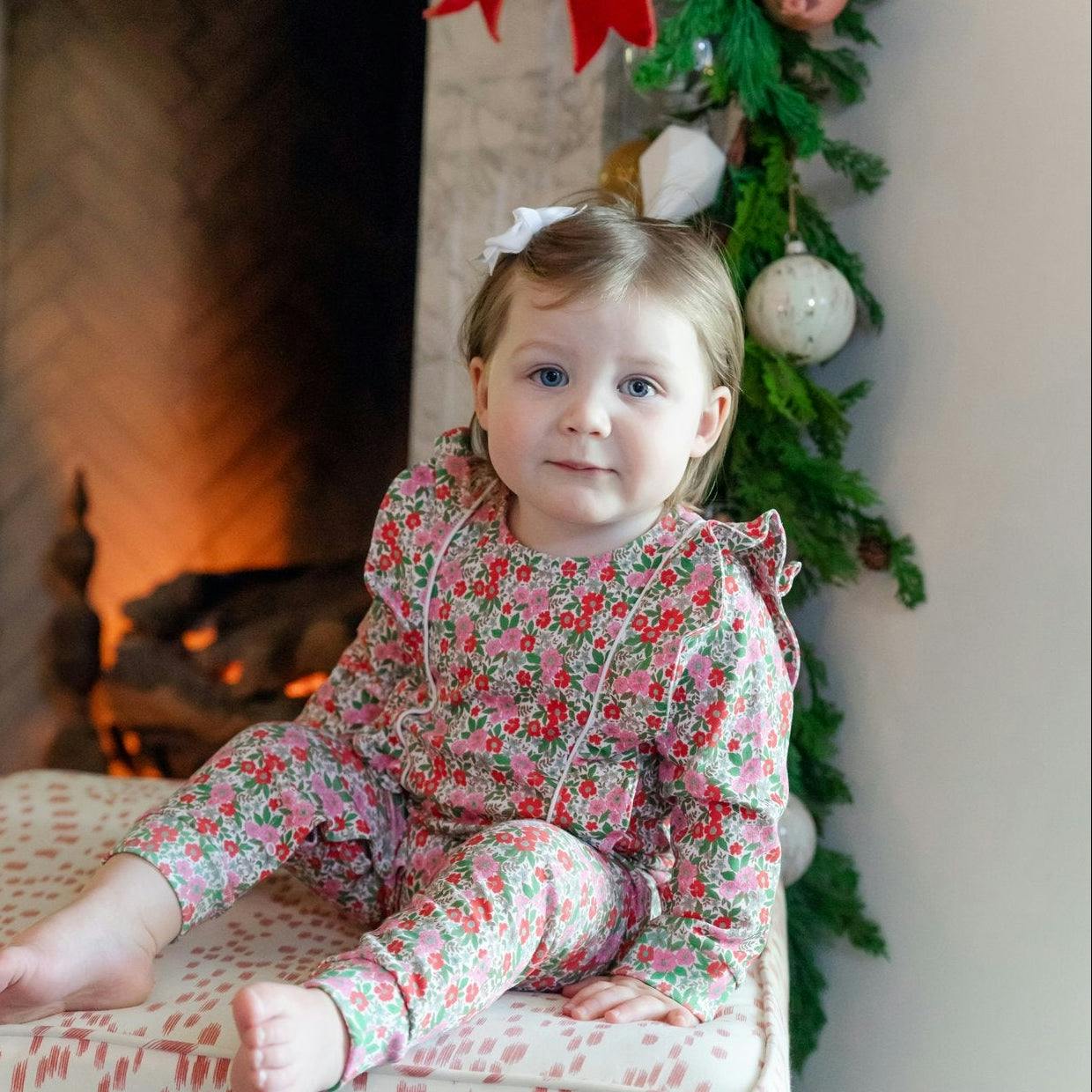 Evelyn Girls' Romper - Floral Noel