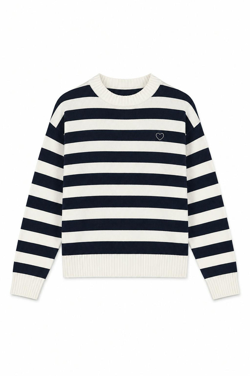 Tiegan Navy & White Stripe Sweater