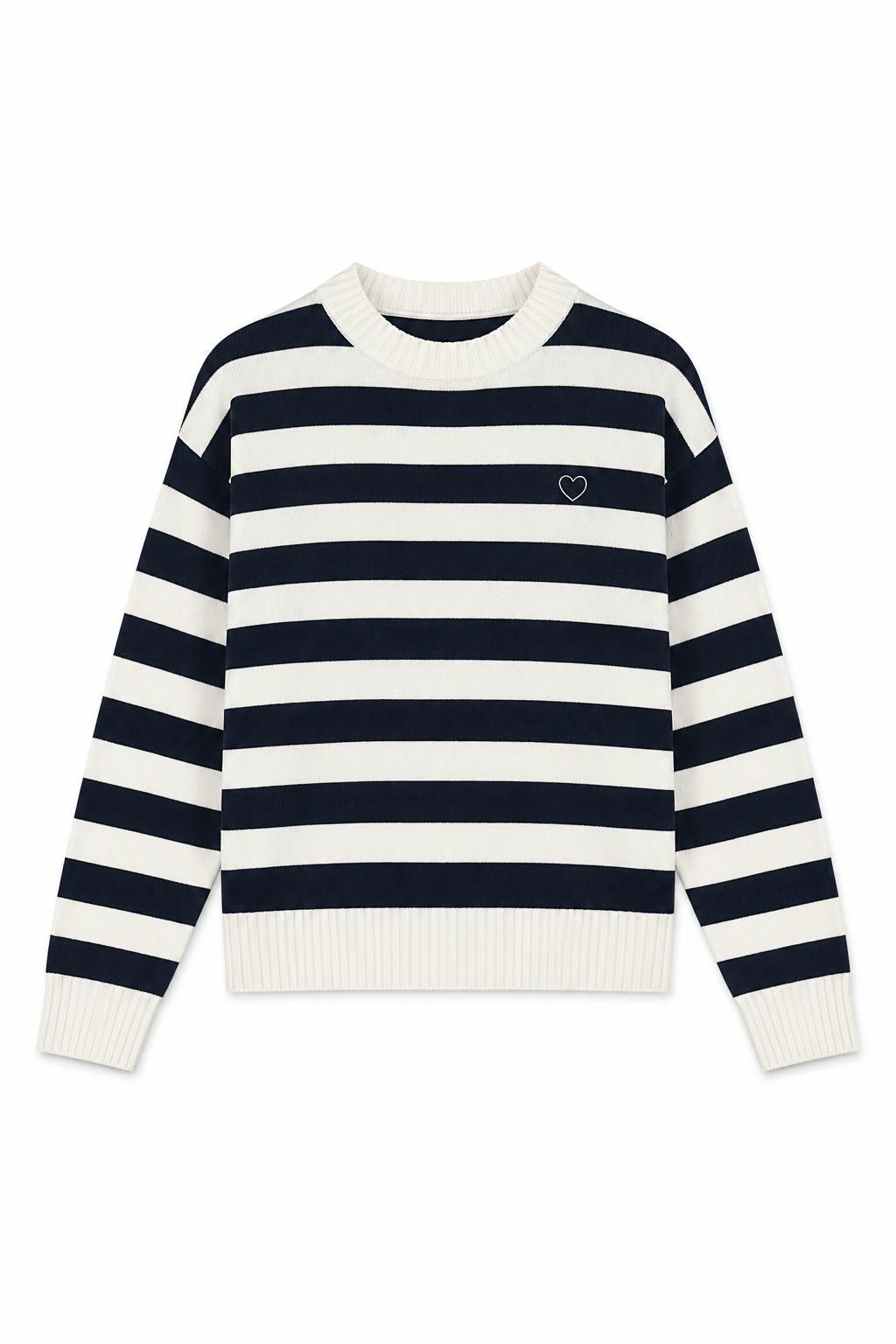 Tiegan Navy & White Stripe Sweater