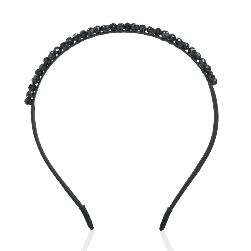 Black Beaded Edge Headband