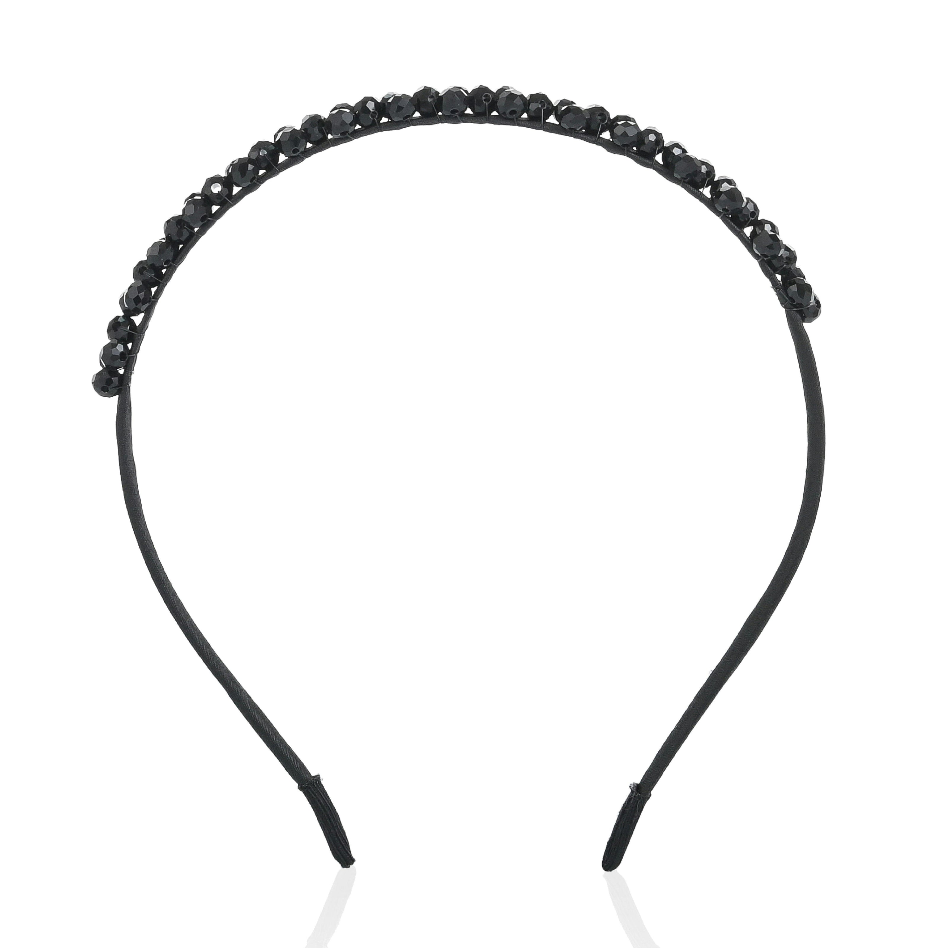Black Beaded Edge Headband