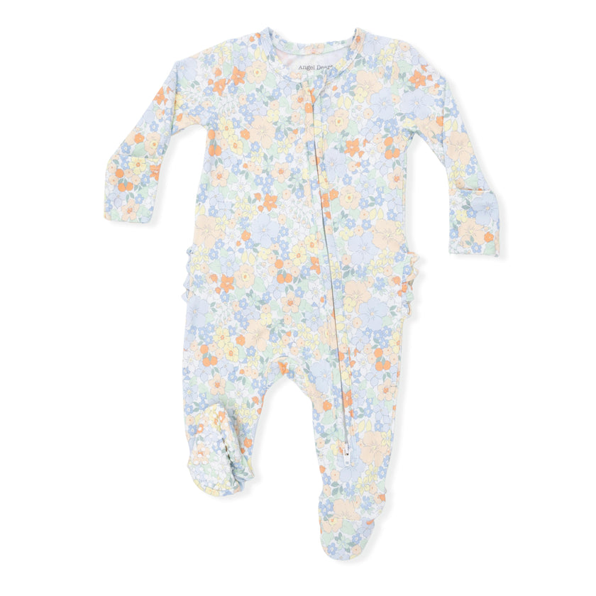 Georgia Floral - 2 Way Ruffle Back Zipper Footie