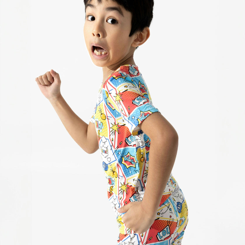 Comic Hero Bamboo Kids Pajama Short Set