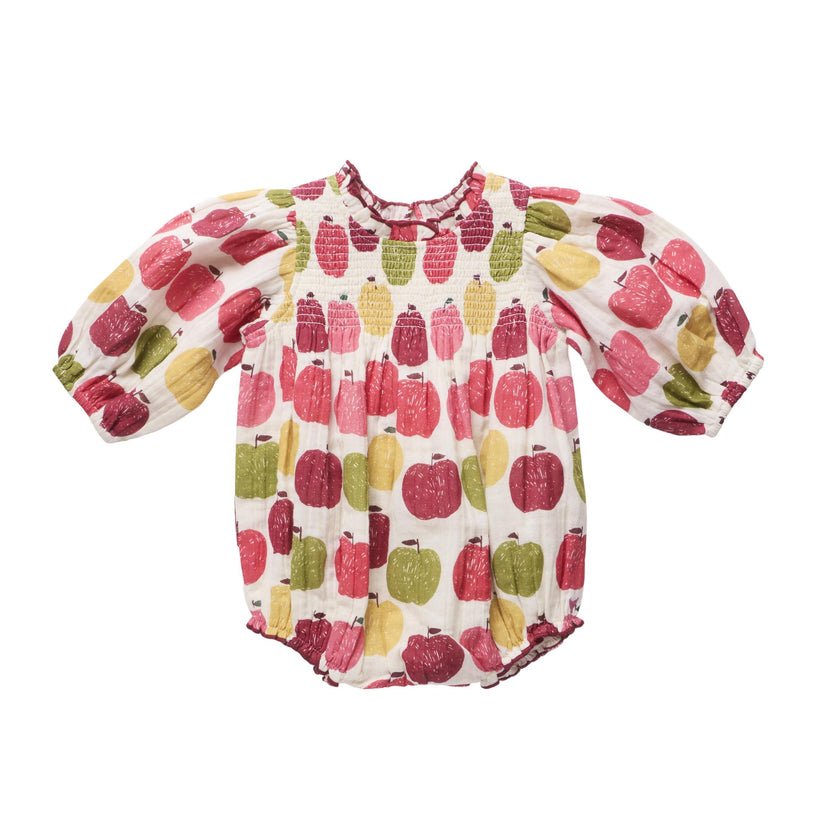 Baby Girls Stevie Puff Sleeve Bubble - Pink Delicious Apples