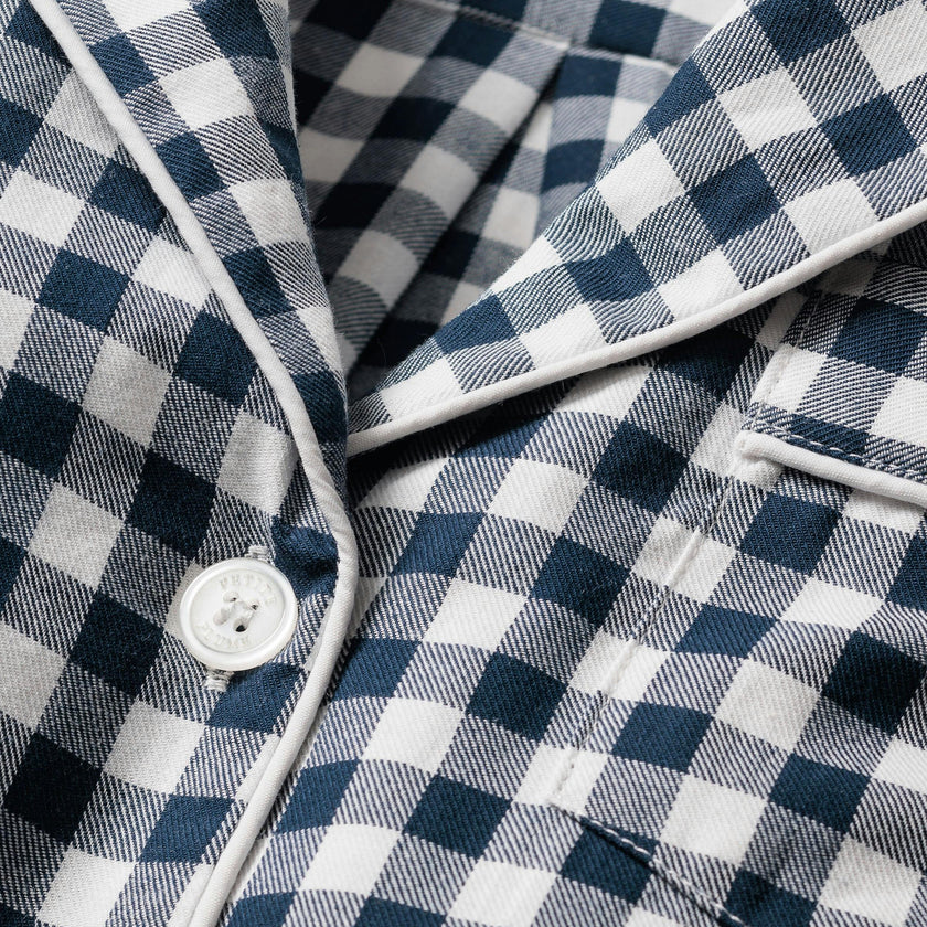 Kid's Twill Pajama Set in Navy Gingham