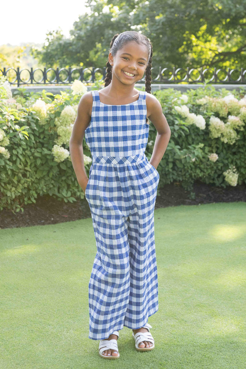 Plaid Seersucker Jumpsuit