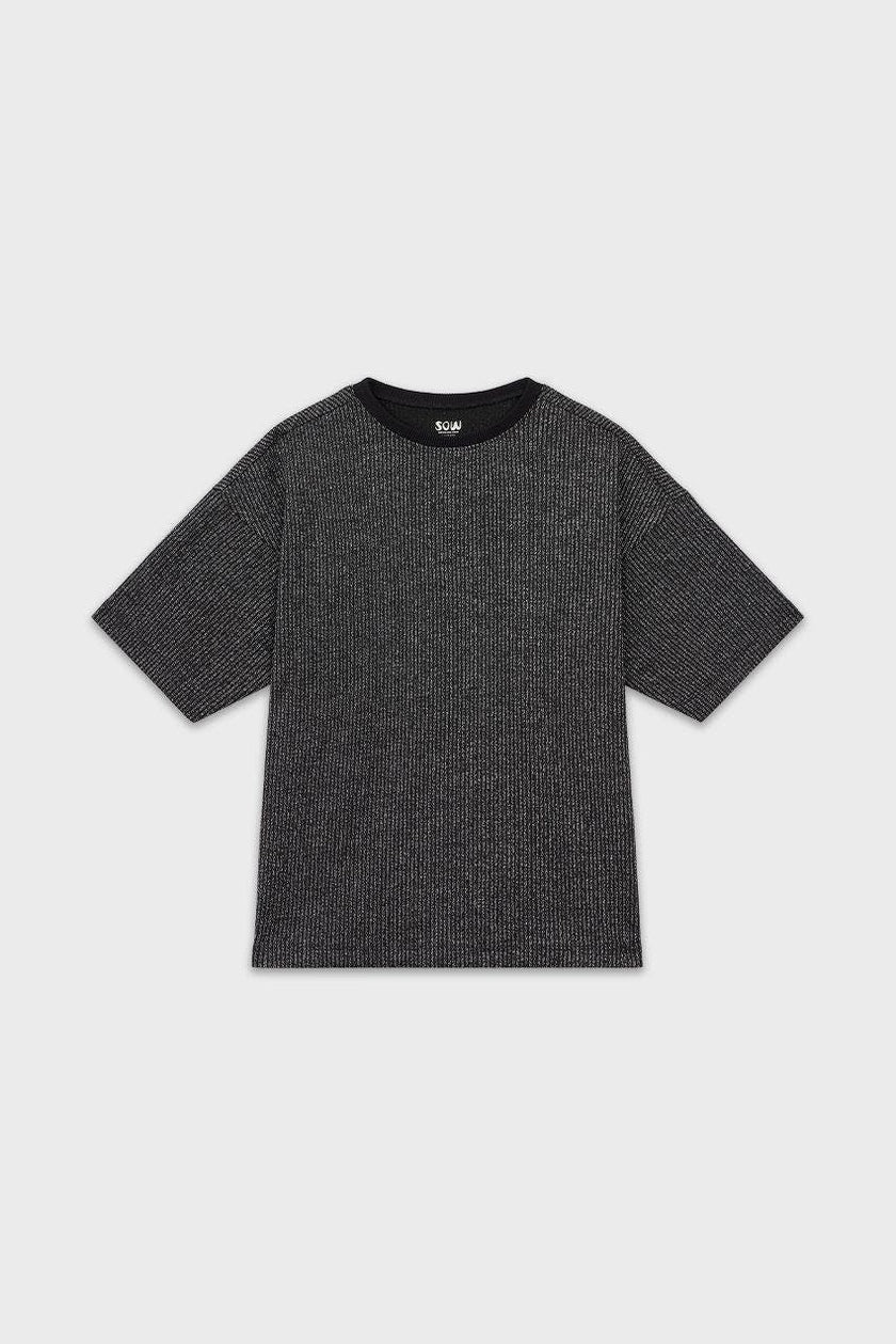 Cropped Glitter Ribbed T-Shirt