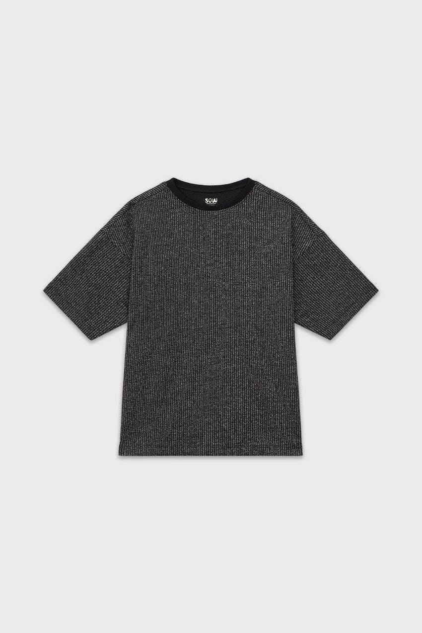Cropped Glitter Ribbed T-Shirt