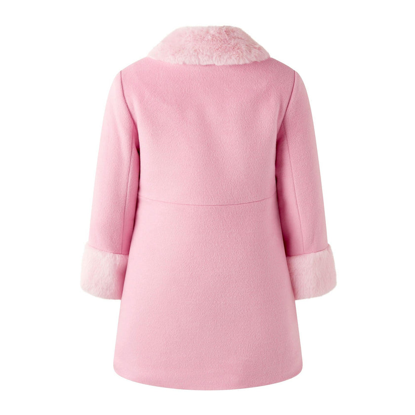 Sparkle Button Faux Fur Dress Coat