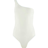 women's dusk blue and cream reversible one shoulder one piece